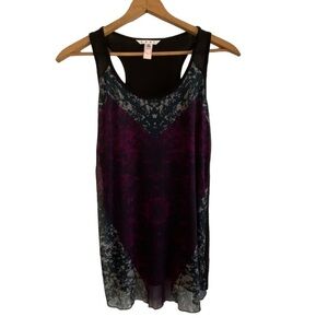 CAbi Purple Patterned Sleeveless Blouse Size Small